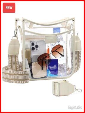 Clear Crossbody Purse Stadium Approved Adjustable Strap Plastic